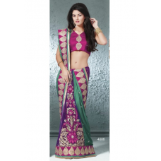 Stone Studded, Embroidered Colourful Saree 